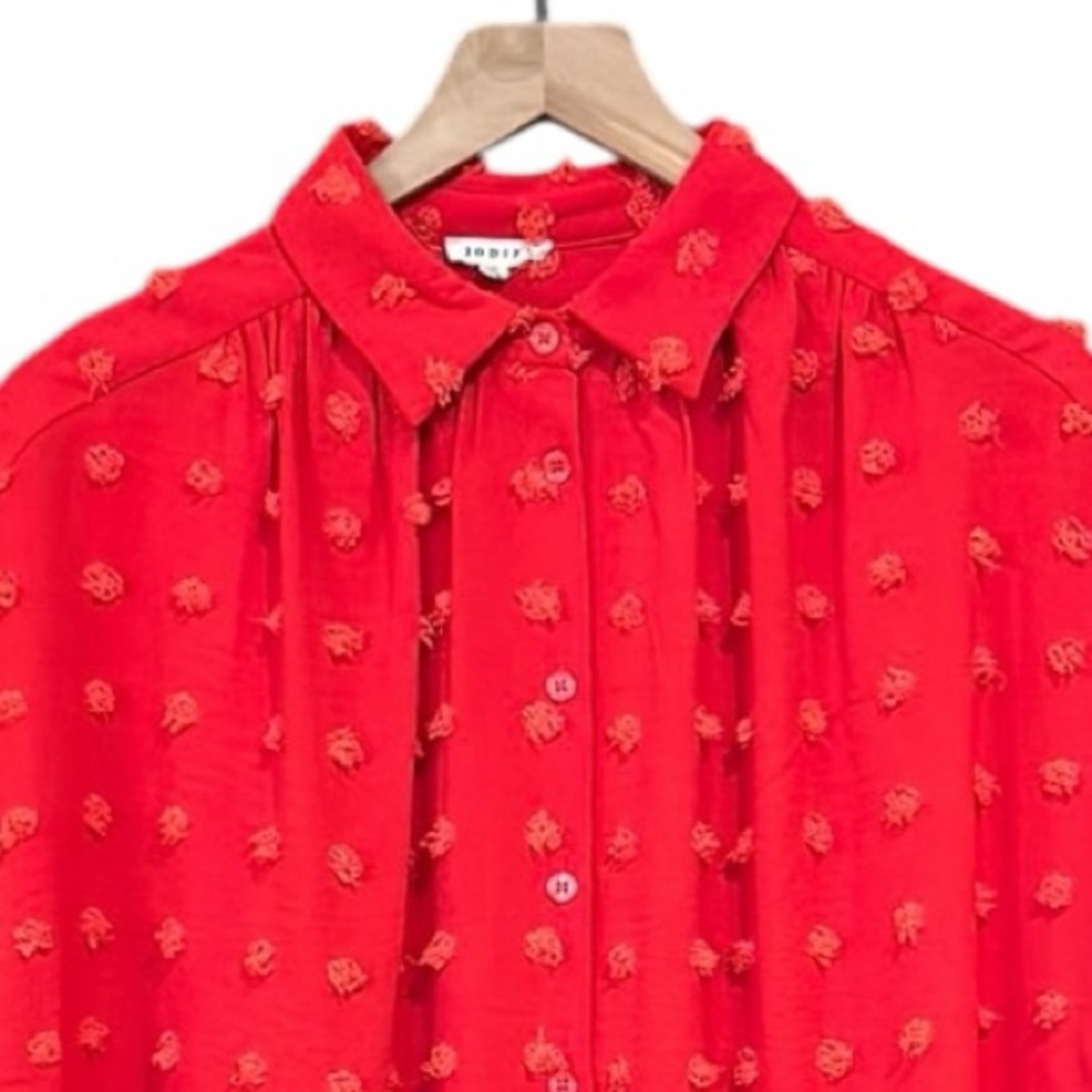 Jodifl Short Sleeve Swiss Dot Loose Fit Top Red Size Small - Picture 7 of 13